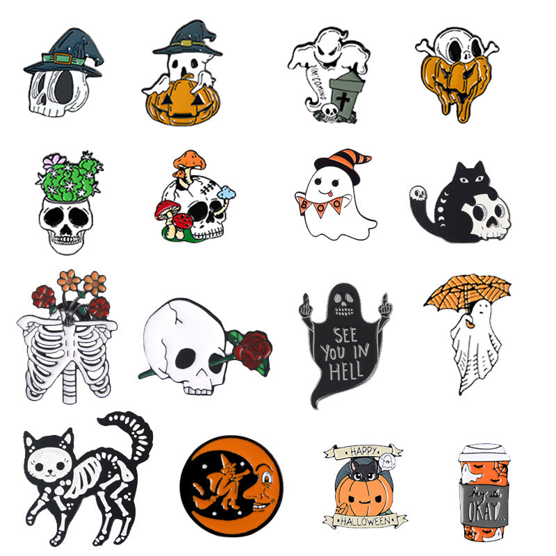 Halloween skull pin