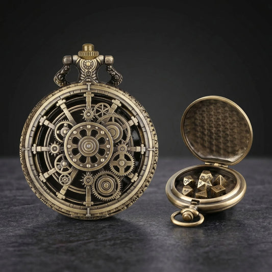 Steampunk Gear Pocket Watch Dice Set