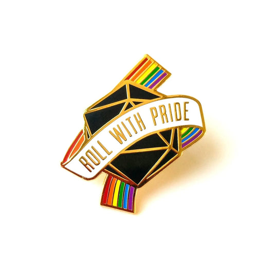 Roll with Pride Fantasy Tabletop RPG Pin