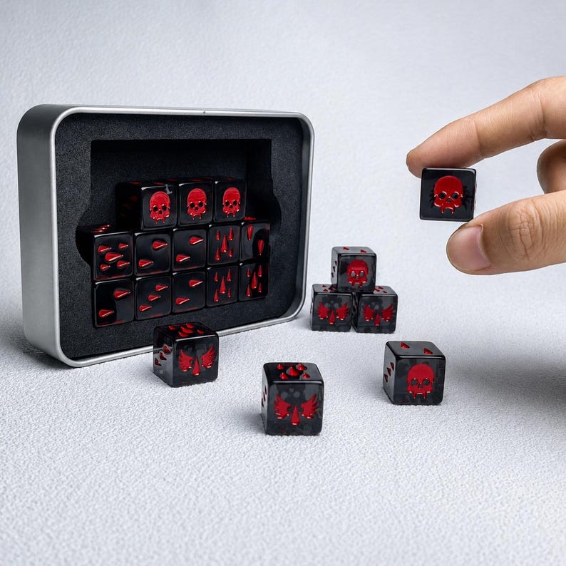 Crimson Wing Skull Resin Dice