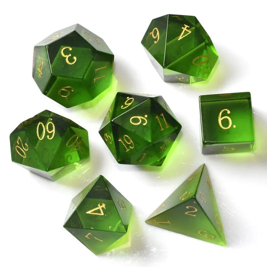 Green Zircon Glass Dice Set