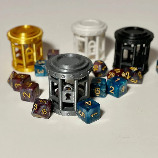 Fantasy Tabletop RPG Dice Jail Dice Cage for Misbehaving Dice Fantasy Tabletop RPG Role Playing Games  + Mystery D20 (Random Color)