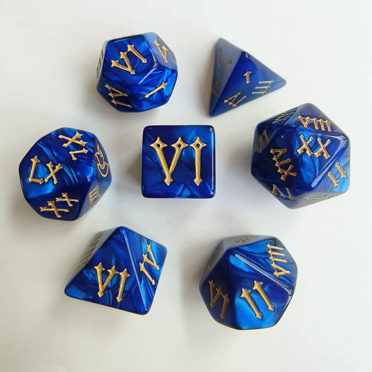 Vintage Roman Pearl Texture Numeral Dice Set