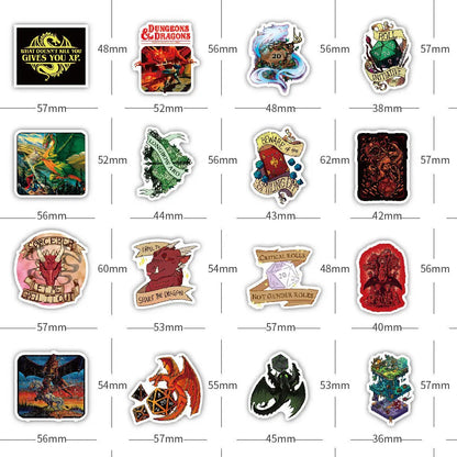 50 PCS Fantasy Tabletop RPG Stickers