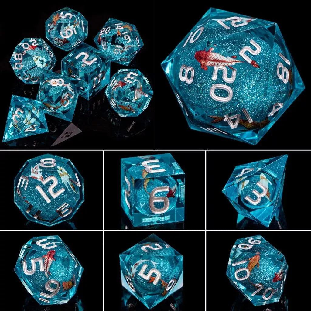 Liquid Core Carp Fish Fantasy Tabletop RPG Dice Set