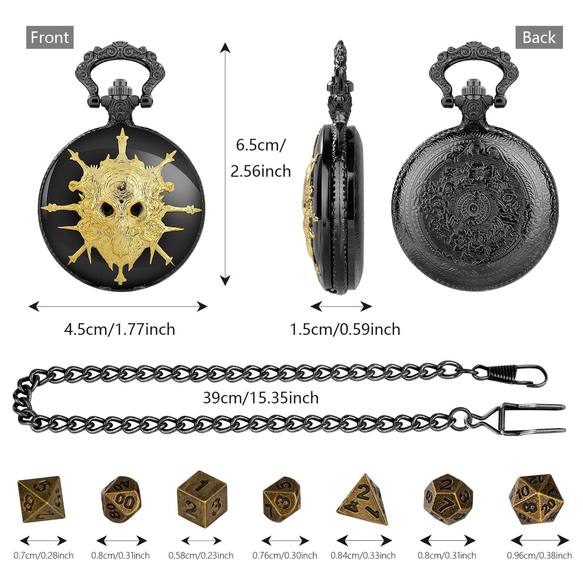 Skull Pocket Watch Dice Set