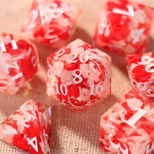Pink Heart Filled Dice Set