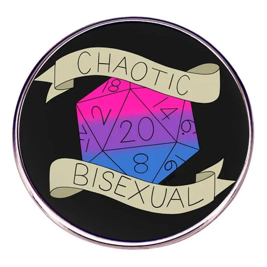 Fantasy Tabletop RPG Chaos Dice Brooch Rainbow Flag D20 Pin