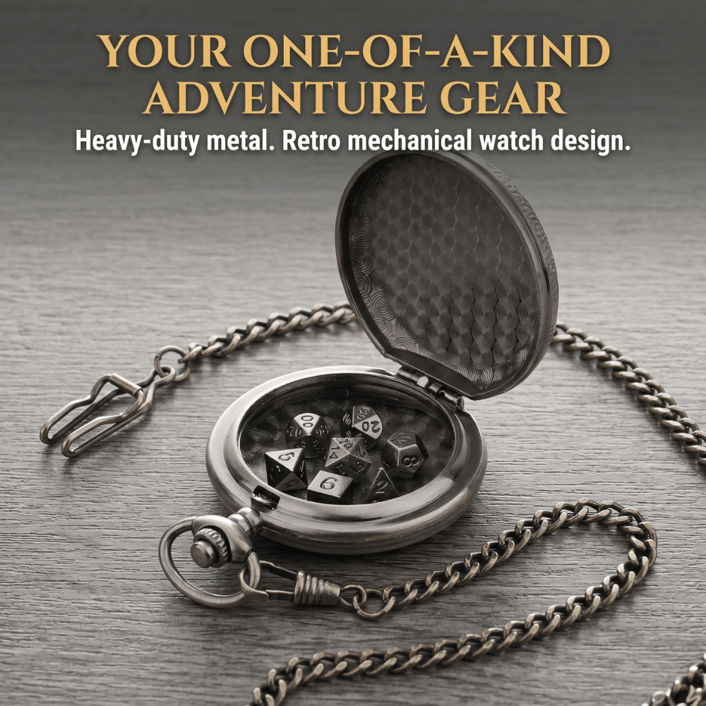 Ethereal Rose Dragon Floral Pocket Watch Dice Set