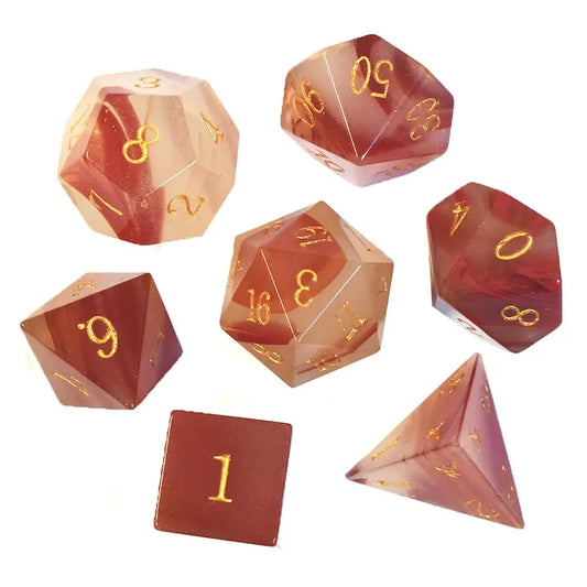 Imitation agate gemstone dice set