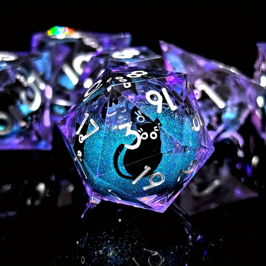 Cat Liquid Core Resin Dice Set