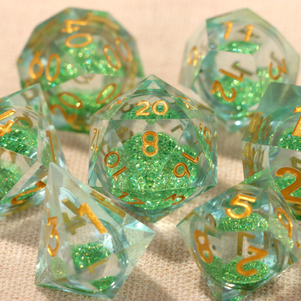 Green Shimmer Liquid Core Dice