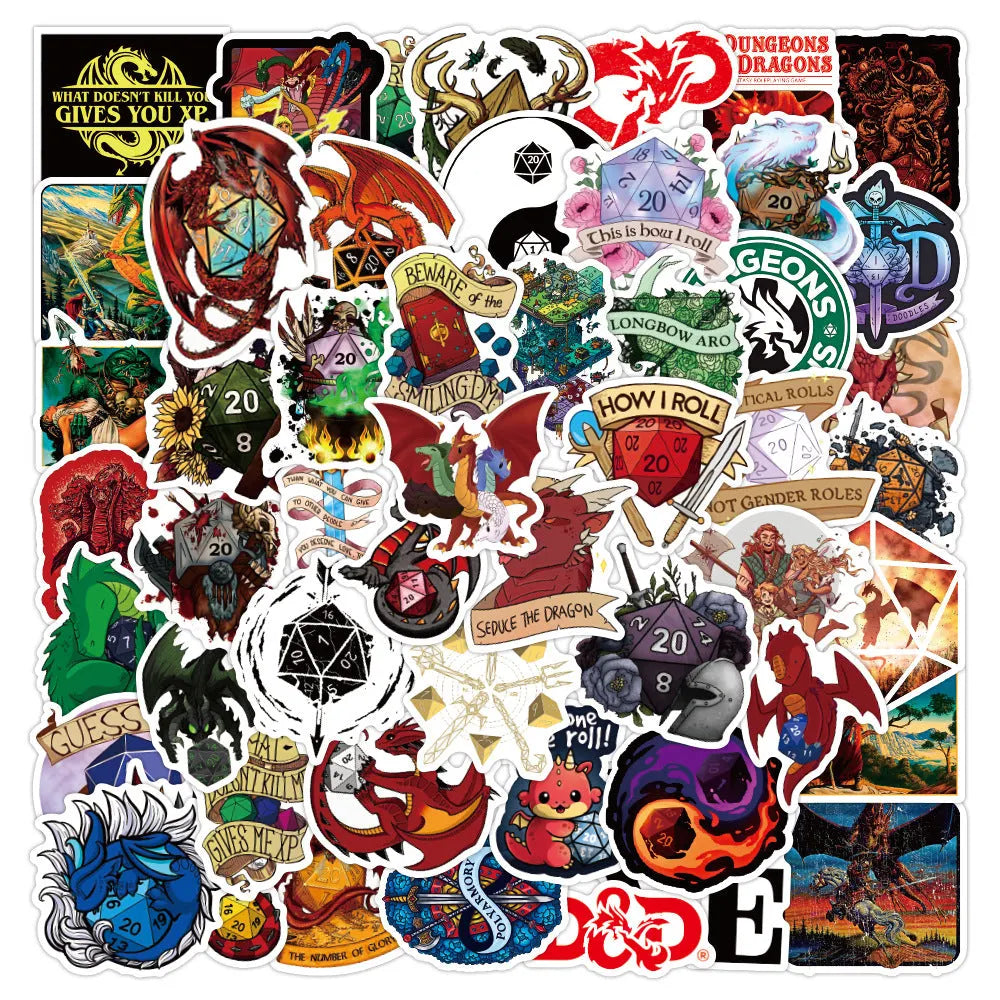 50 PCS Fantasy Tabletop RPG Stickers