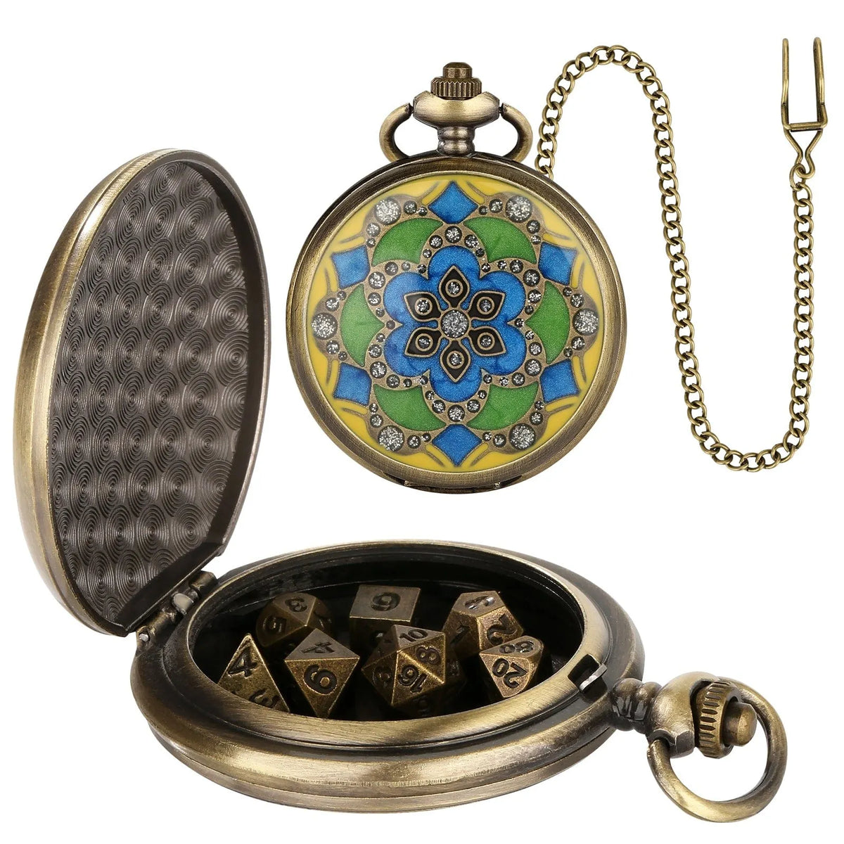 Mandala Pocket Watch Dice Set