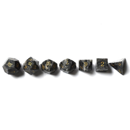 Black Labradorite Gemstone Dice Set-Fantasy Tabletop RPG D and D Dice Set