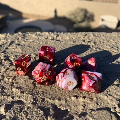 Red White "Dragon's Blood" Polyhedral dice