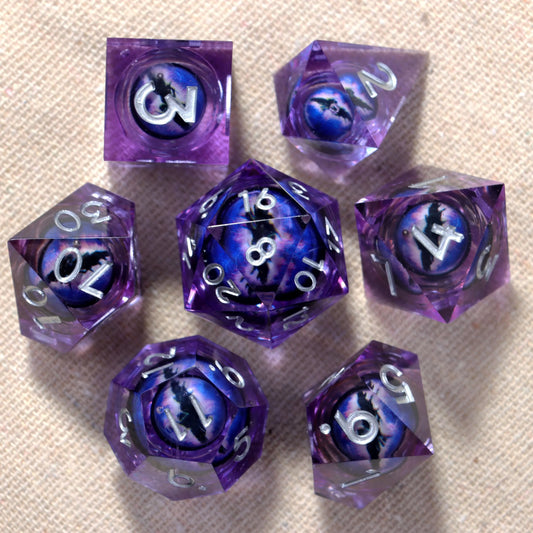 Arcane Void Liquid Core Sharp Edge Fantasy Tabletop RPG dice Set