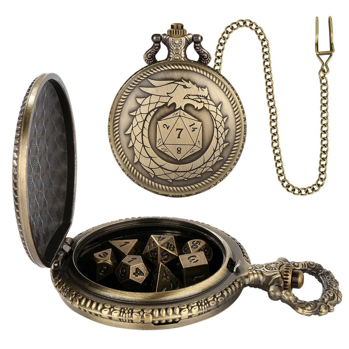 Ouroboros Dragon Pocket Watch Dice Set