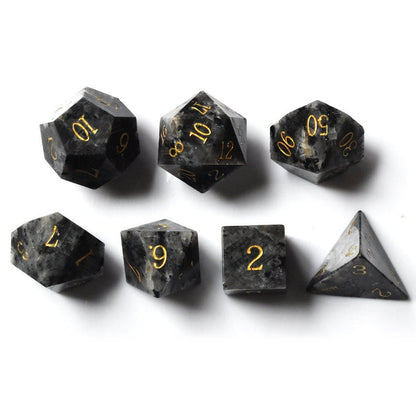 Black Labradorite Gemstone Dice Set-Fantasy Tabletop RPG D and D Dice Set