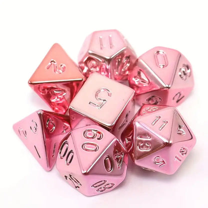 Plated Pink For Fantasy Tabletop RPG Dice Set (Give away a random Resin Dice)