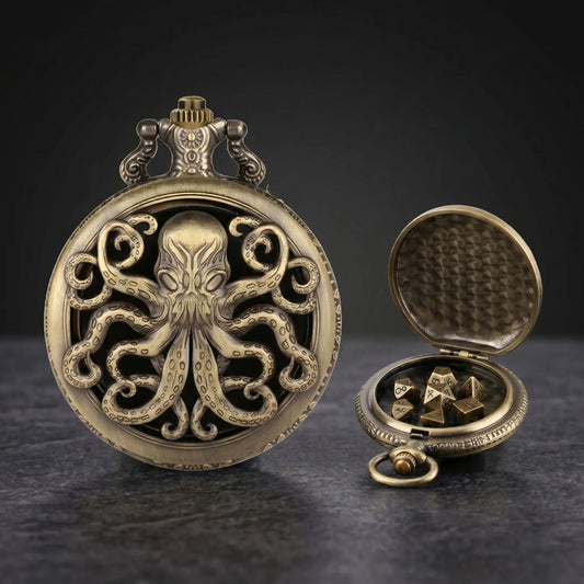 Cthulhu Octopus Pocket Watch Dice Set