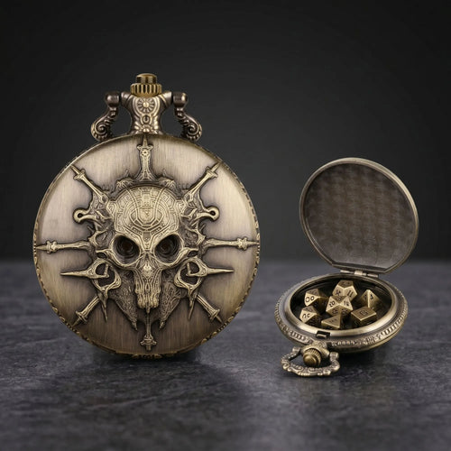 Skull Pocket Watch Dice Set