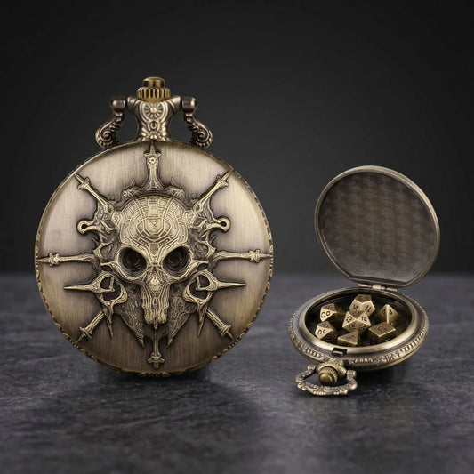 Skull Pocket Watch Dice Set