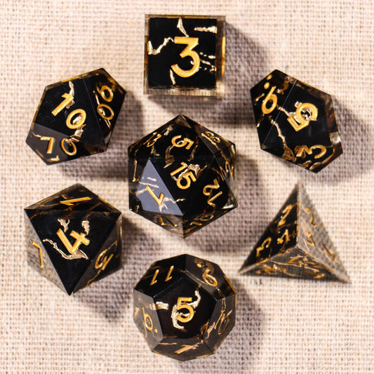 Black and Gold Foil Resin Dice
