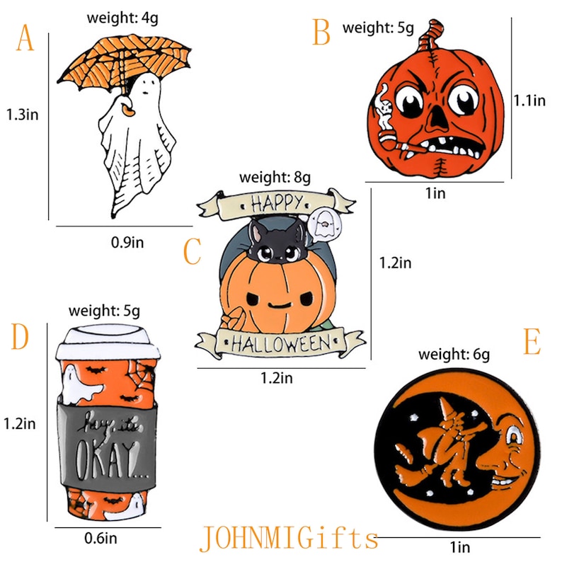 Pumpkin Ghost witch pin