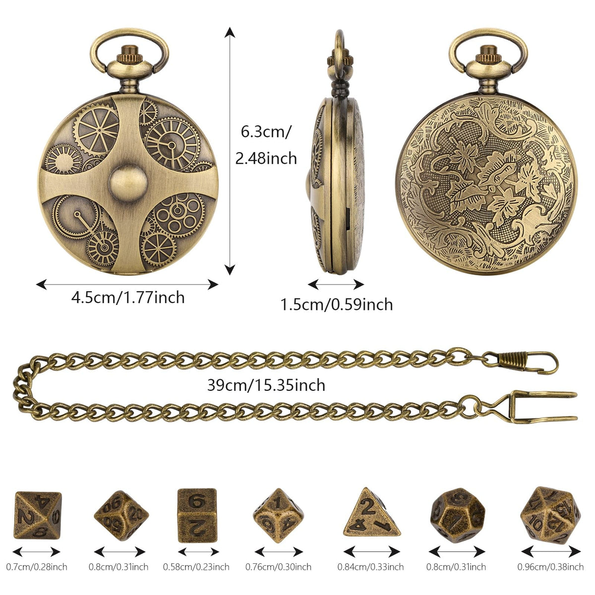 Steampunk Pocket Watch Dice Set
