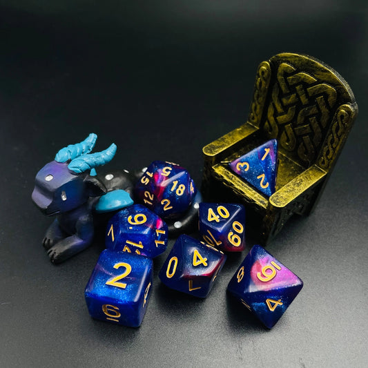 Astral Plane Fantasy Tabletop RPG Dice Set | Red Blue Swirling Galaxy