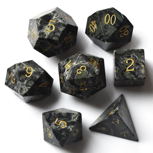 Green Eye Stone Gem Dice Set