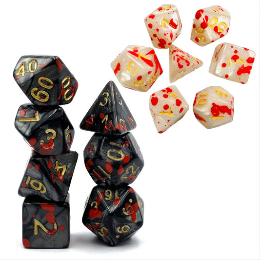 Pearl Blood Stain Fantasy Tabletop RPG Dice Set