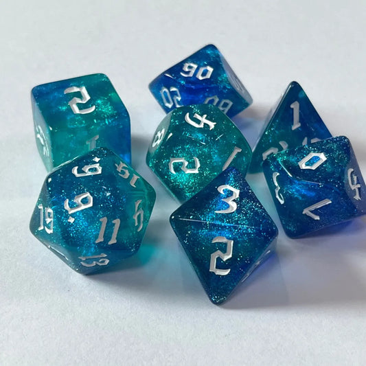 New Font Water Blue Dice Set