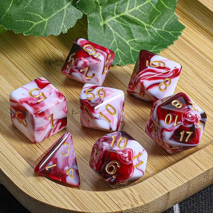 Red White "Dragon's Blood" Polyhedral dice