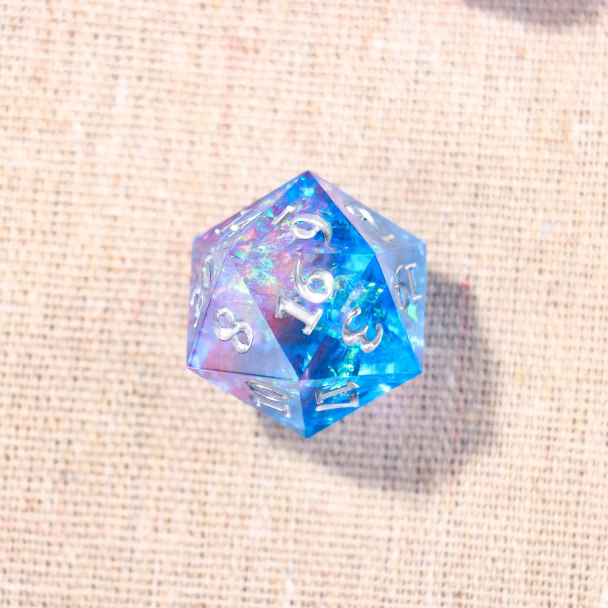 Blue and Pink Glitter Resin Dice