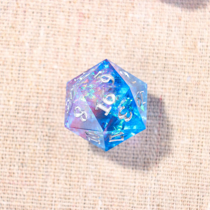 Blue and Pink Glitter Resin Dice