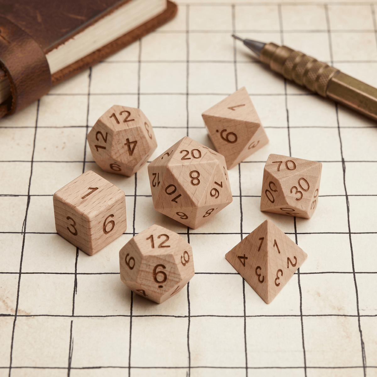 Beechwood - Wood Dice Set