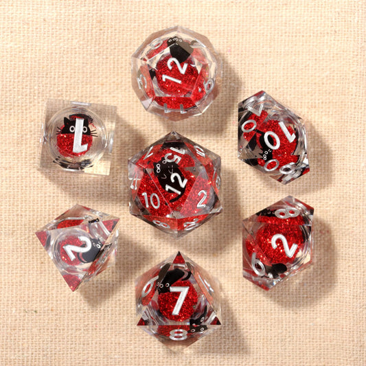 Clear Scarlet Liquid Core Dice