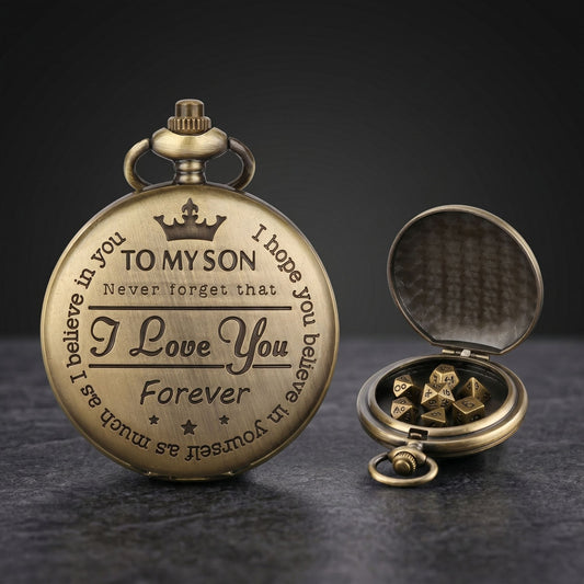 To My Son Gift Pocket Watch Dice Set