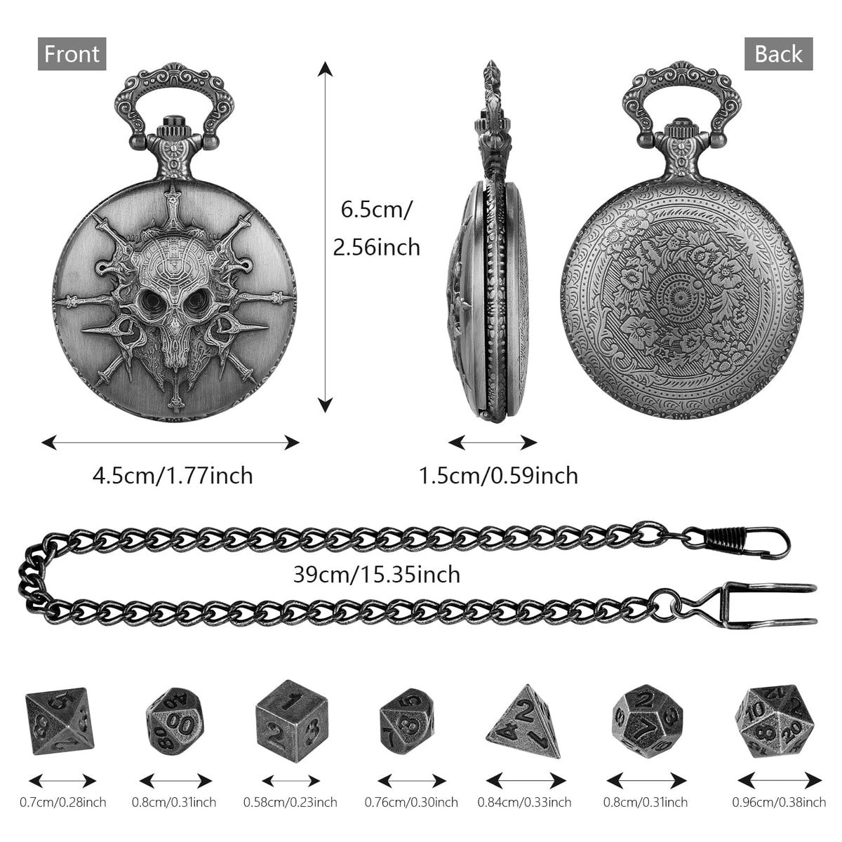 Skull Pocket Watch Dice Set