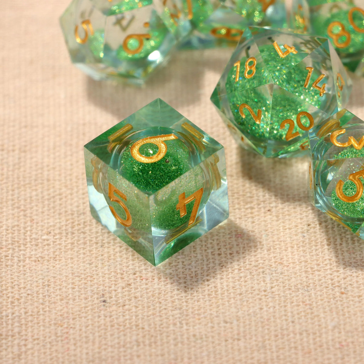 Green Shimmer Liquid Core Dice
