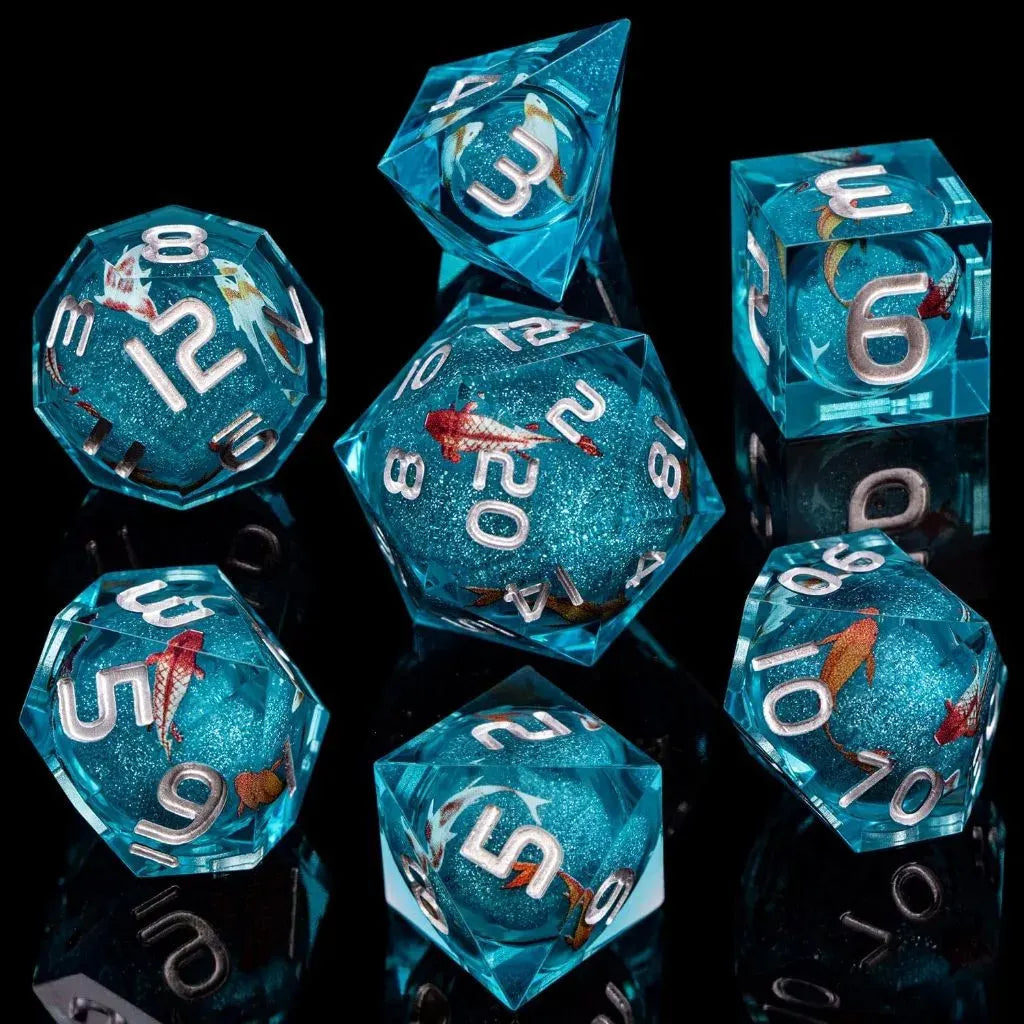 Liquid Core Carp Fish Fantasy Tabletop RPG Dice Set