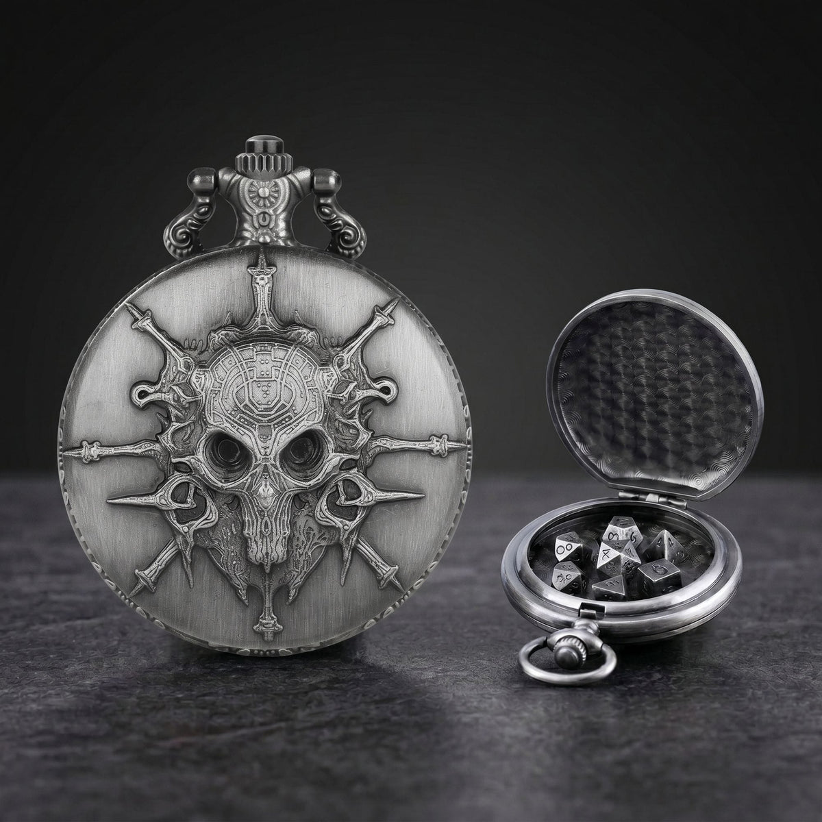 Skull Pocket Watch Dice Set