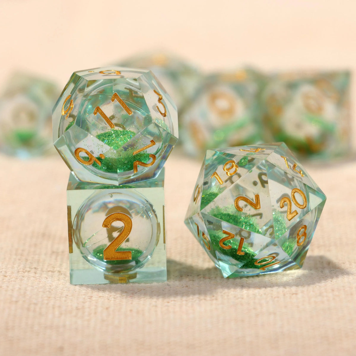 Green Shimmer Liquid Core Dice
