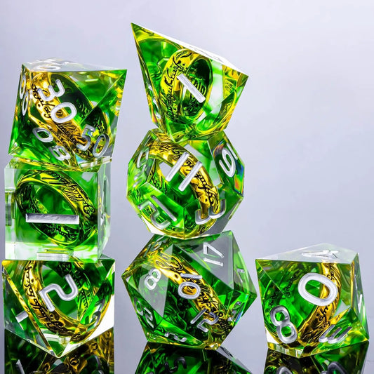Magic Green Lord Rings Fantasy Tabletop RPG Dice Set