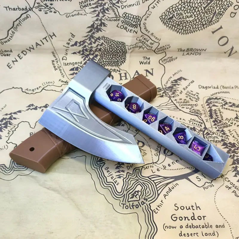 Dwarf Mithril Battle Axe Dice Holder + Give away a Mystery Dice Set (Random Color)