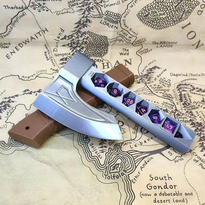 Dwarf Mithril Battle Axe Dice Holder + Give away a Mystery Dice Set (Random Color)