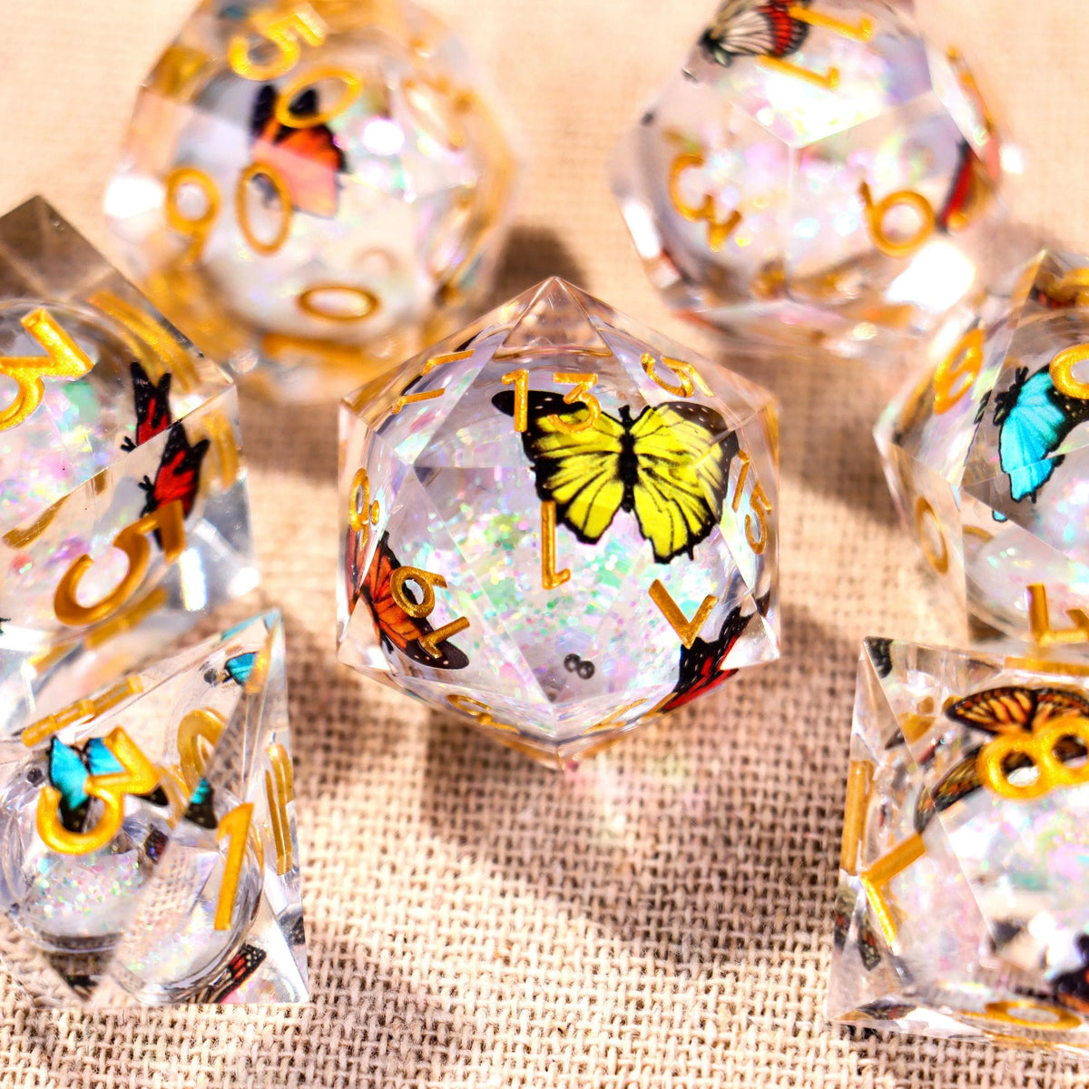 Translucent Butterfly Dice Set