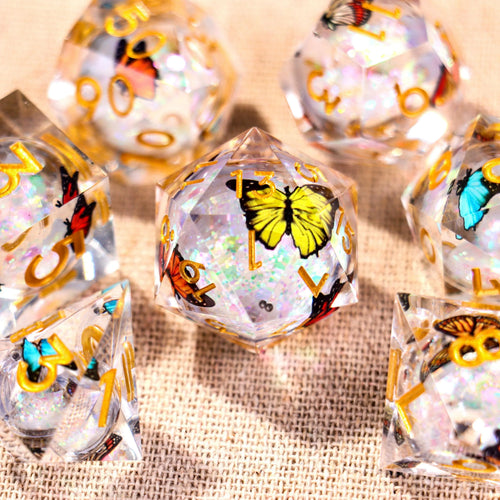 Translucent Butterfly Dice Set